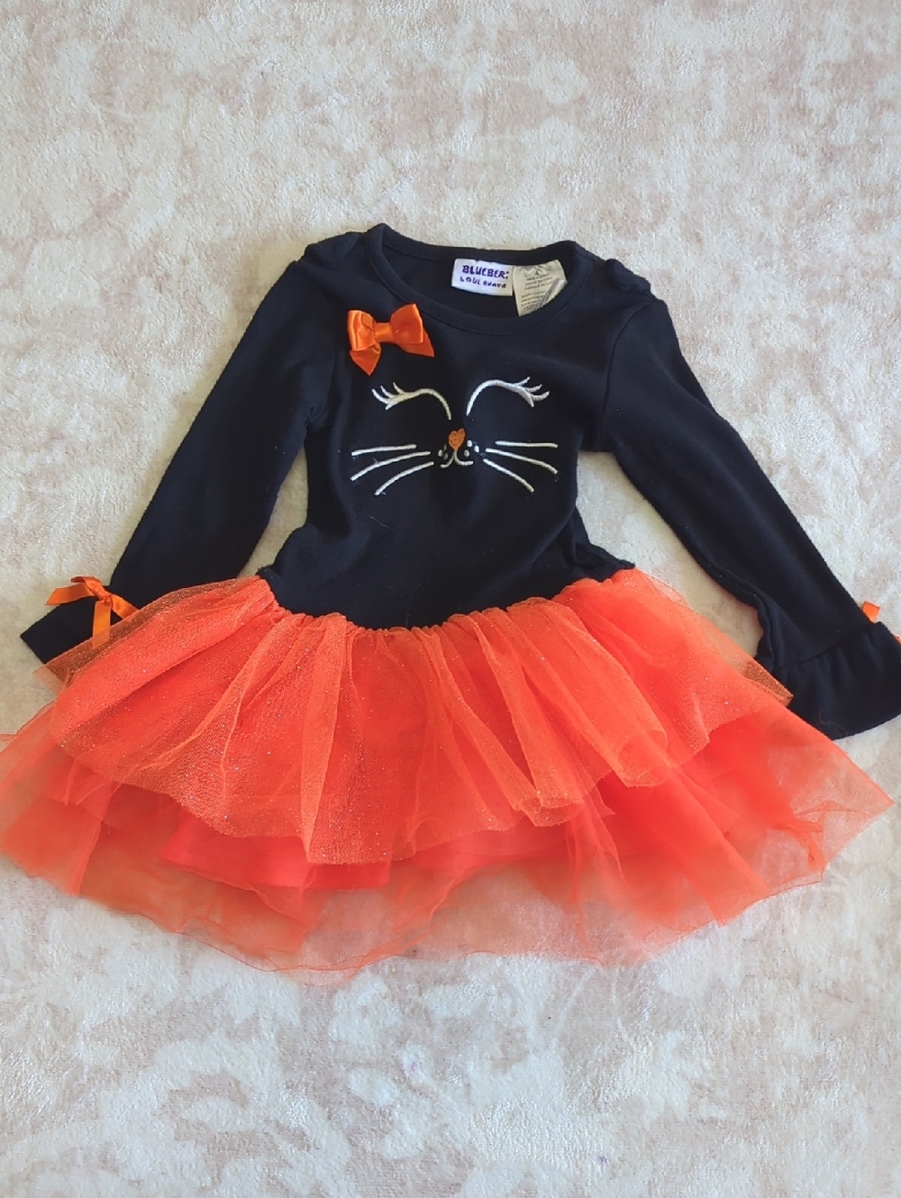 Blueberi Boulevard Black & Orange Cat Tulle Dress